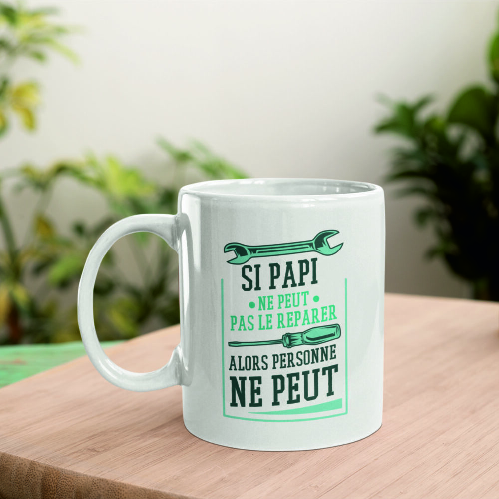 Mug "Papi répare", cadeau fête des grands pères