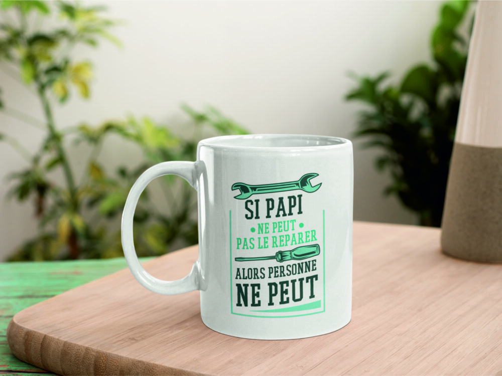 Mug "Papi répare", cadeau fête des grands pères