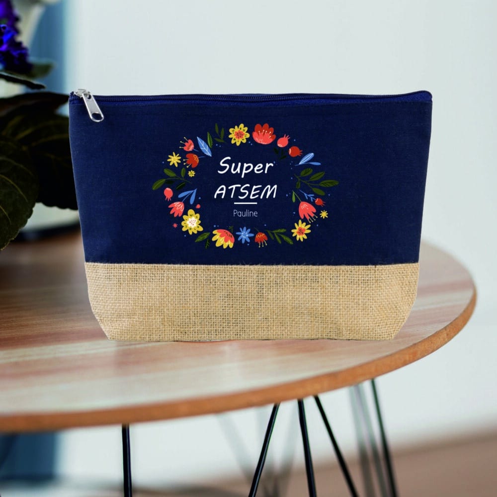 Grande trousse à personnaliser "Super ATSEM" navy