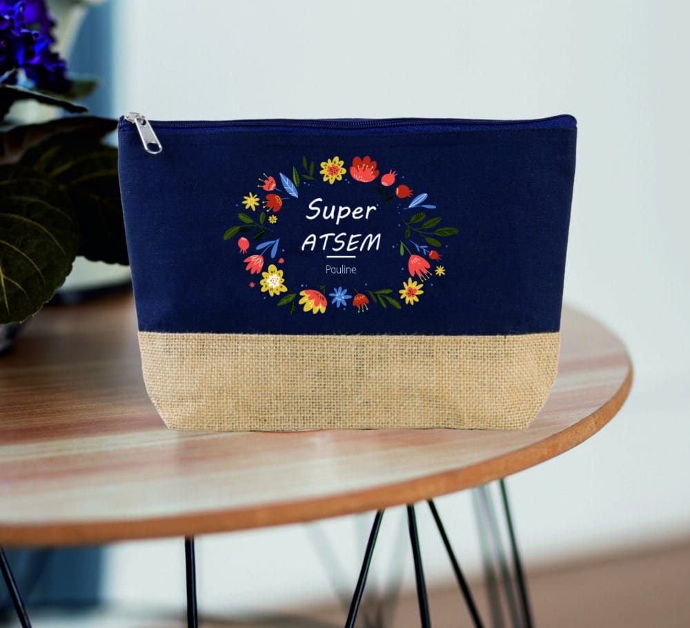 Grande trousse à personnaliser "Super ATSEM" navy