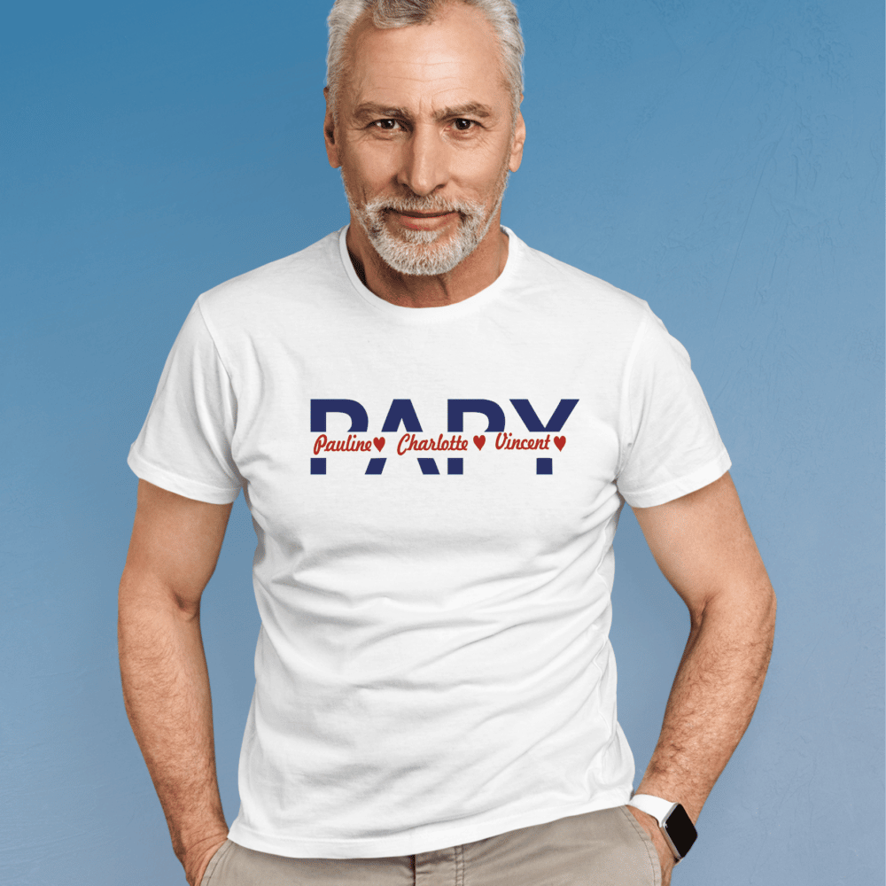 T-shirt Papy + prénom personnalisé