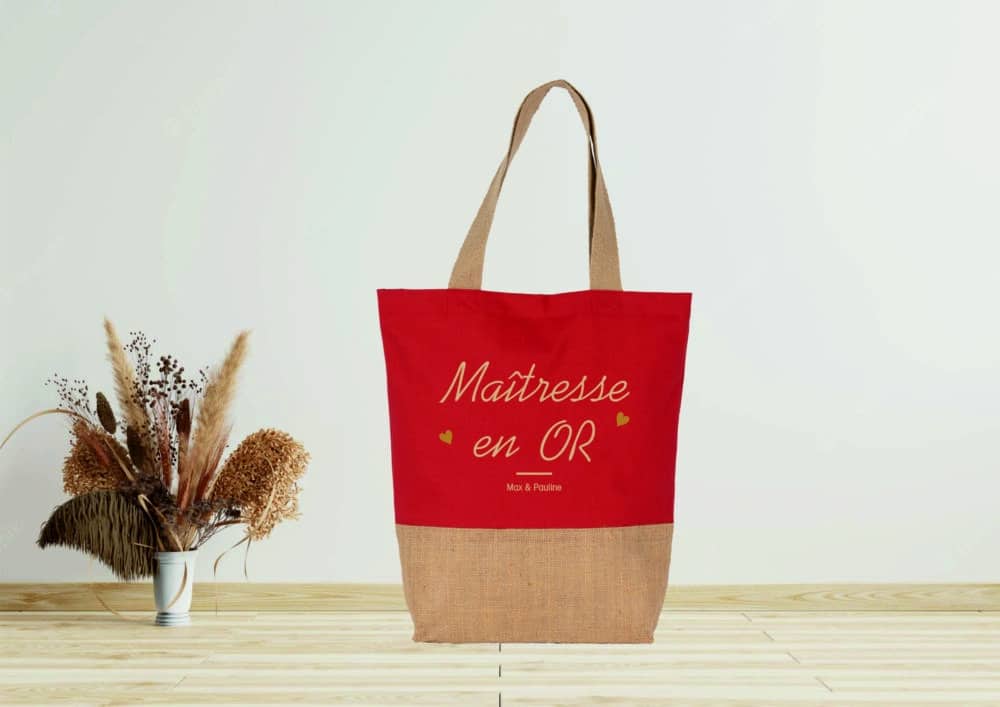 Tote bag personnalisé Maîtresse en OR rouge