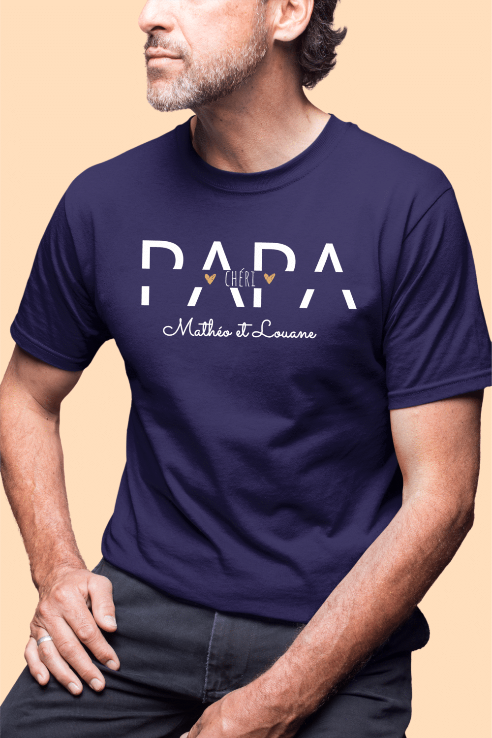 T-shirt personnalisé papa chéri navy