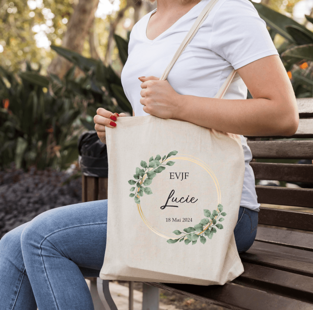 Tote bag EVJF cercle fleur