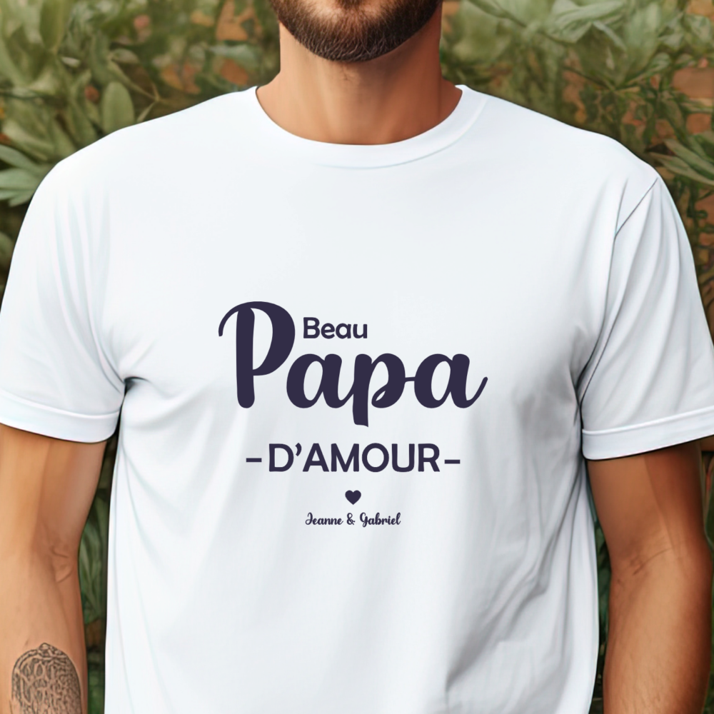 T shirt beau papa d'amour blanc