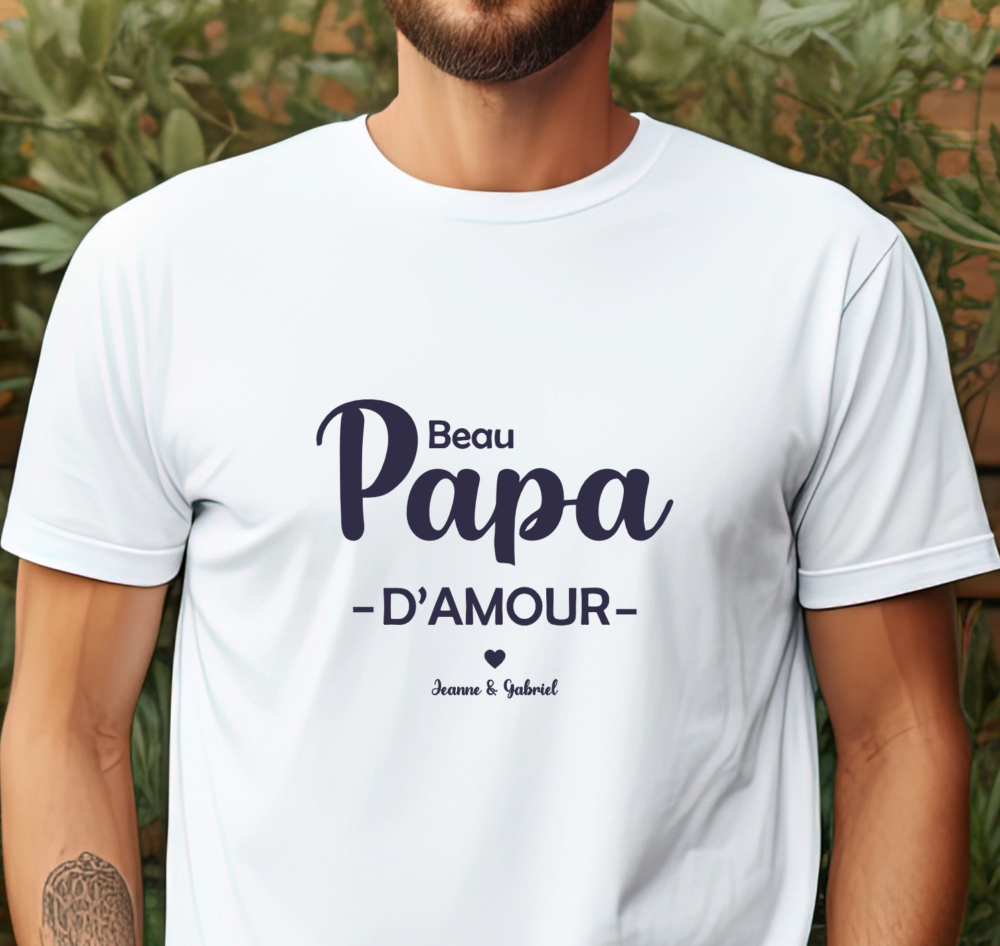 T shirt beau papa d'amour blanc