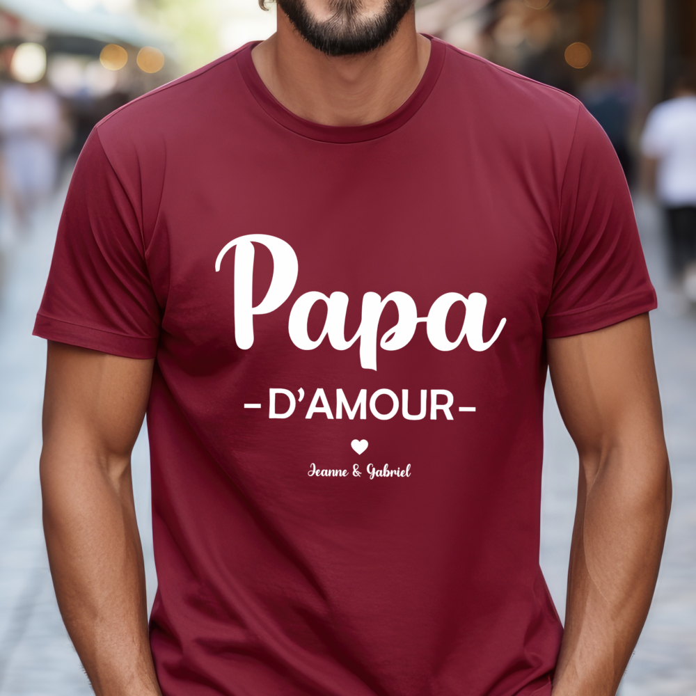 T shirt papa d'amour bordeaux