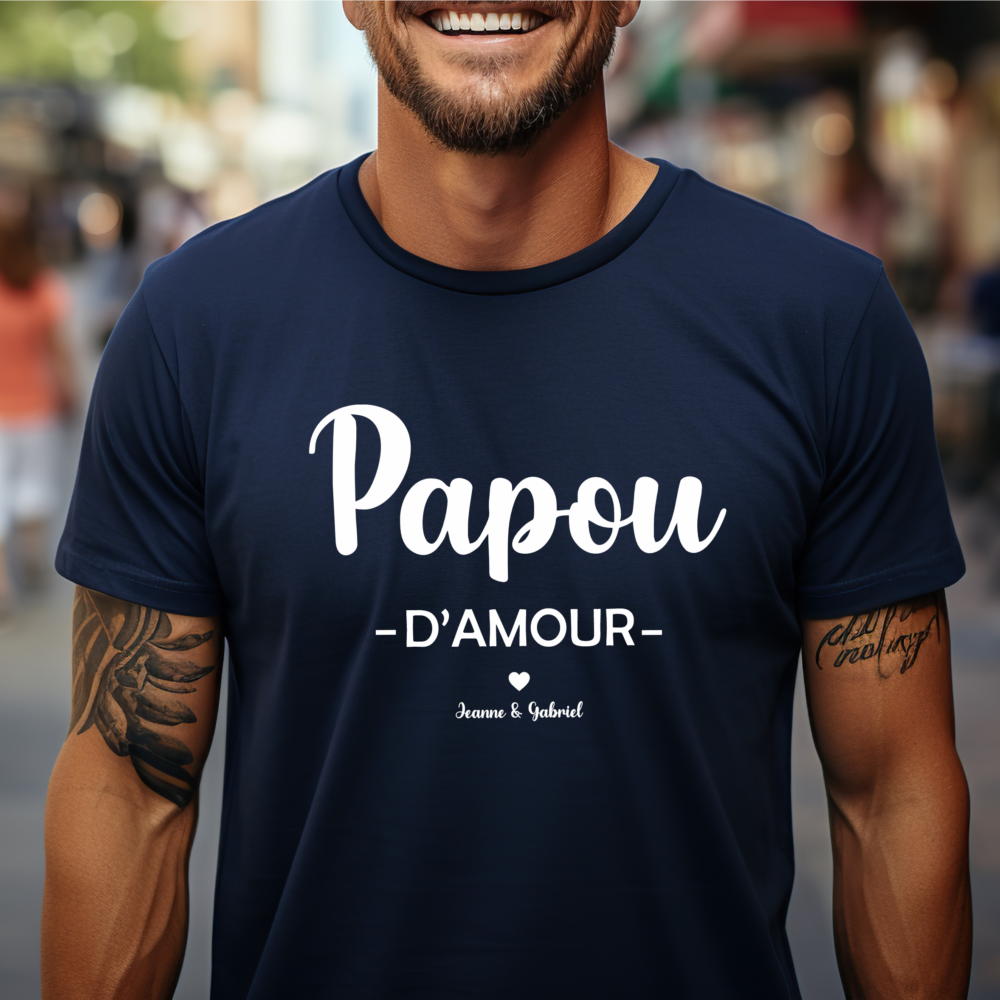 T shirt papou d'amour navy