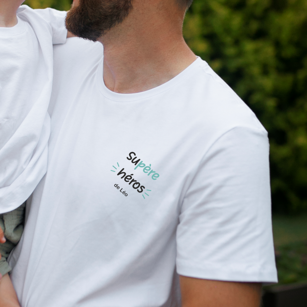 Tee shirt supère heros blanc fête des pères