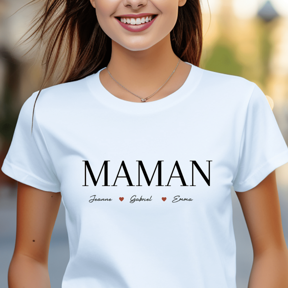 T-shirt cadeau maman prénom enfants personnalisé