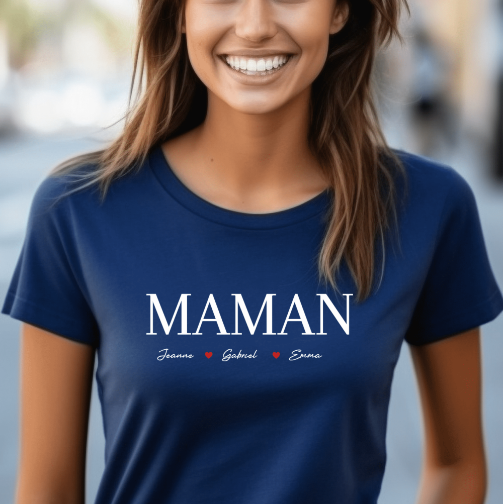 T-shirt cadeau maman prénom enfants personnalisé