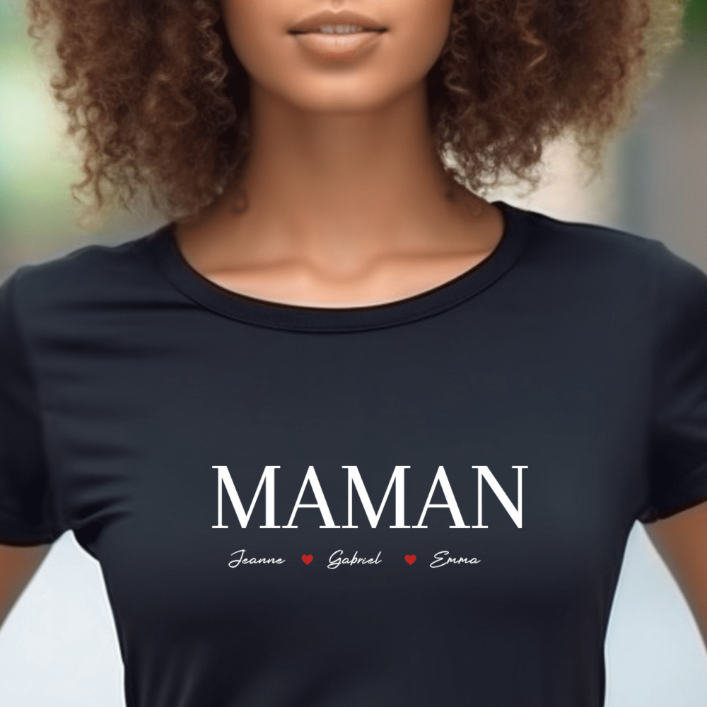 T-shirt cadeau maman prénom enfants personnalisé