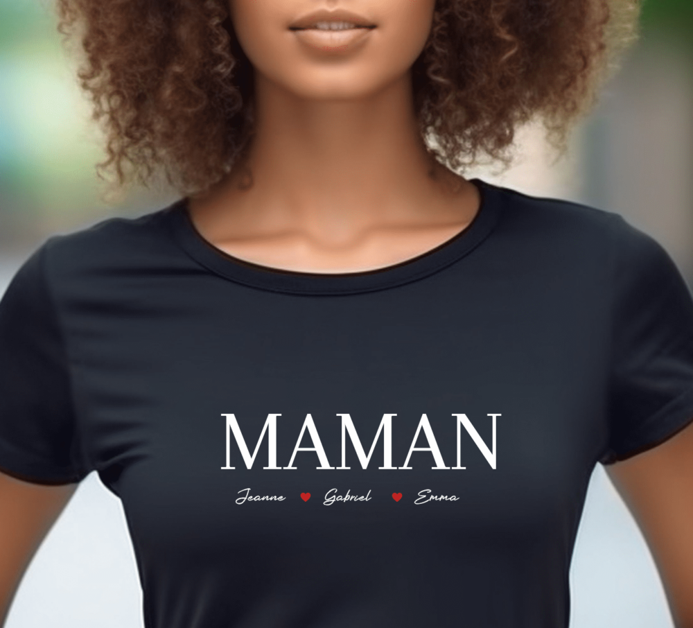 T-shirt cadeau maman prénom enfants personnalisé