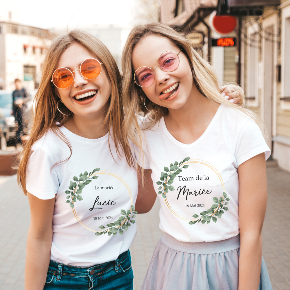 T shirt personnalisé EVJF duo la mariée et team