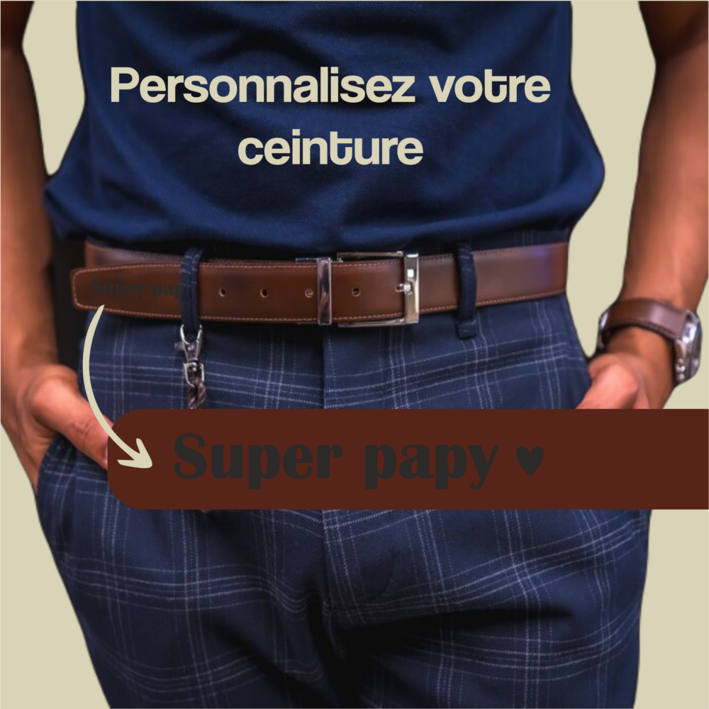 Ceinture Réversible Personnalisée "Super Papy"