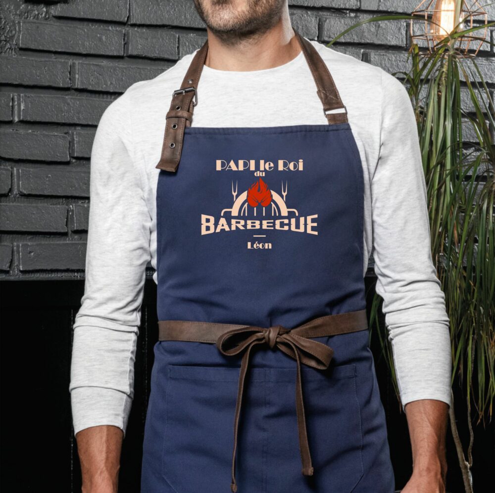 Tablier papi barbecue bleu