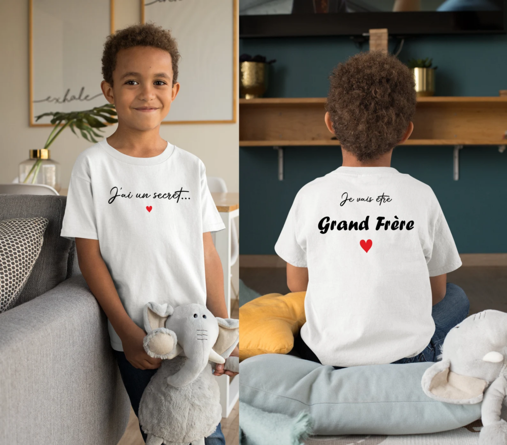 T shirt annonce grand frere blanc