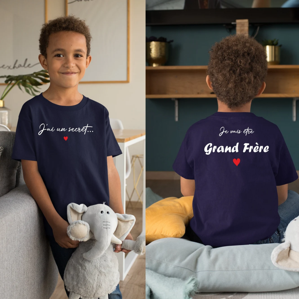 T shirt annonce grand frere bleu