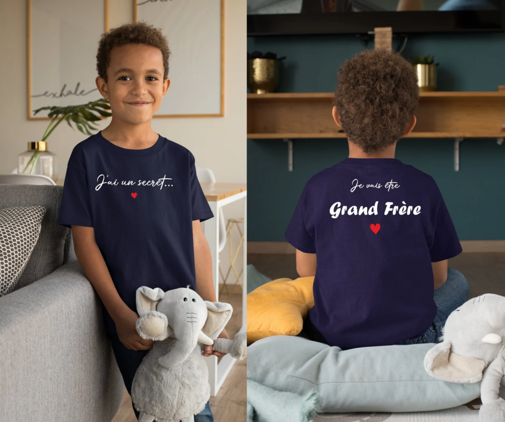 T shirt annonce grand frere bleu