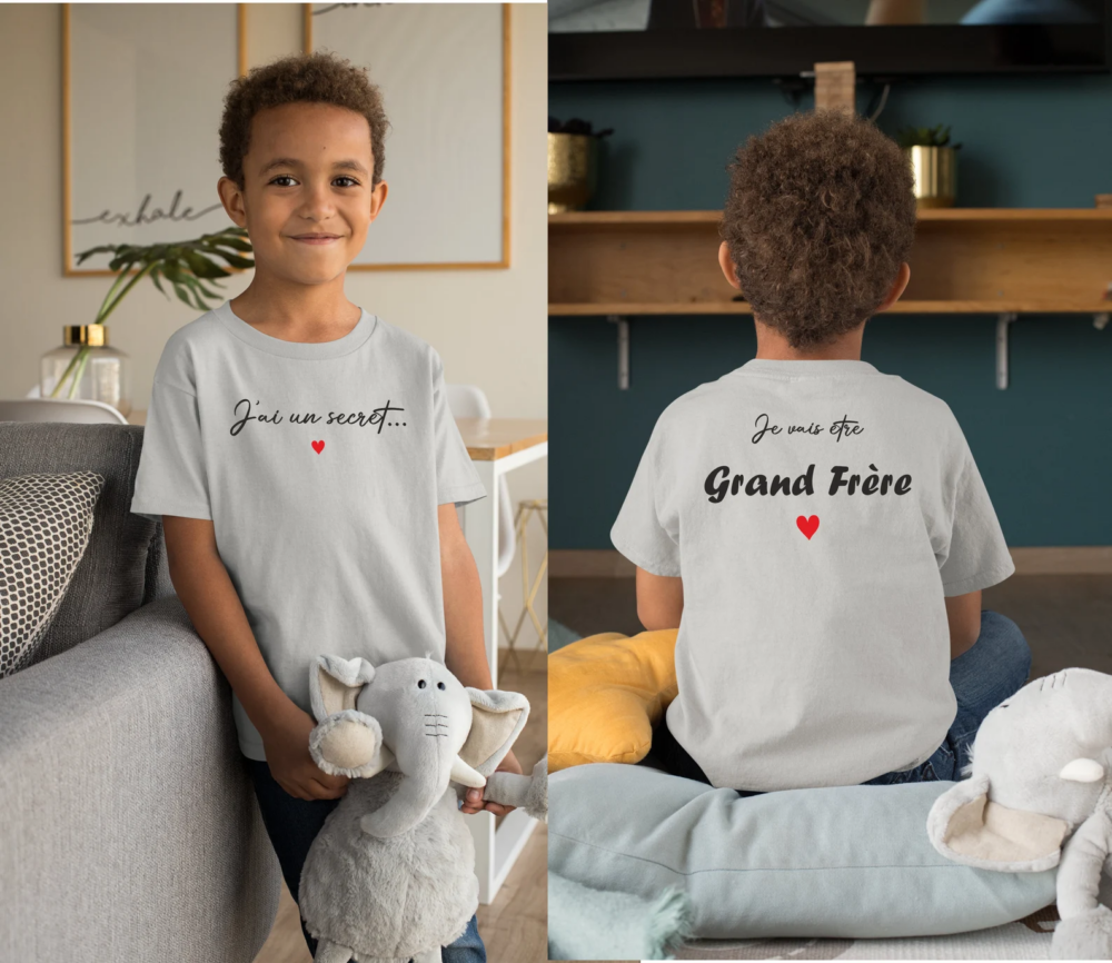 T shirt annonce grand frere gris