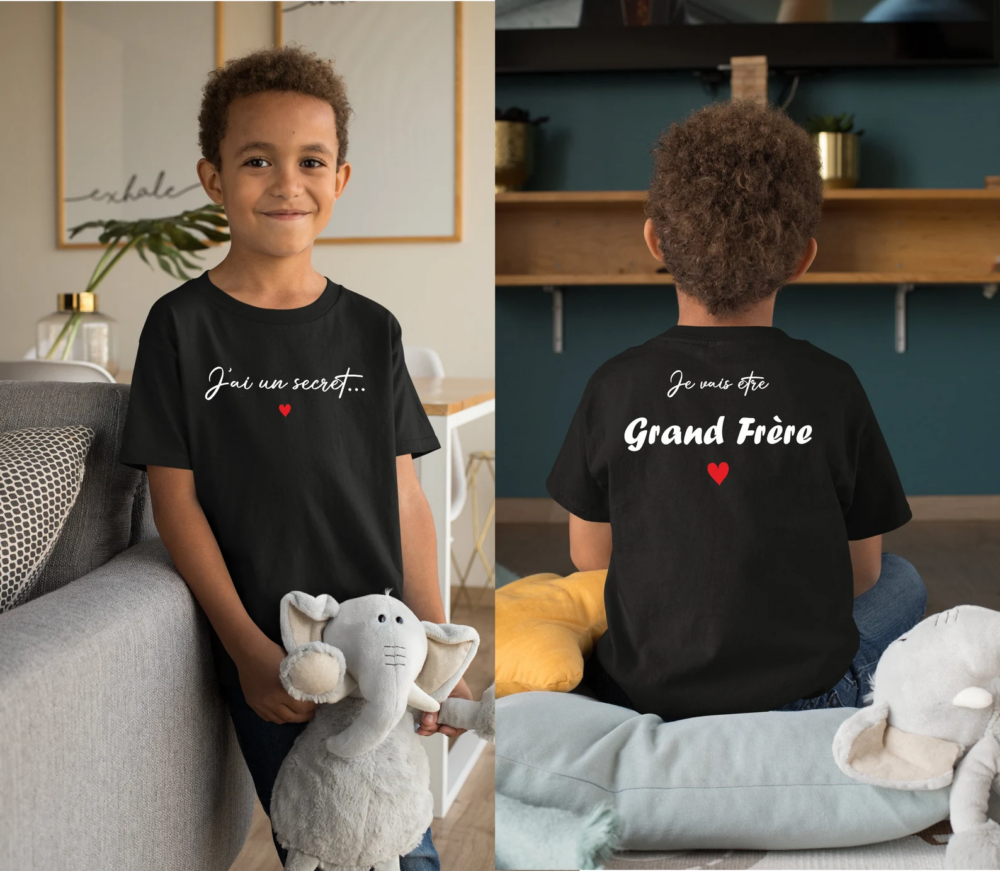 T shirt annonce grand frere noir