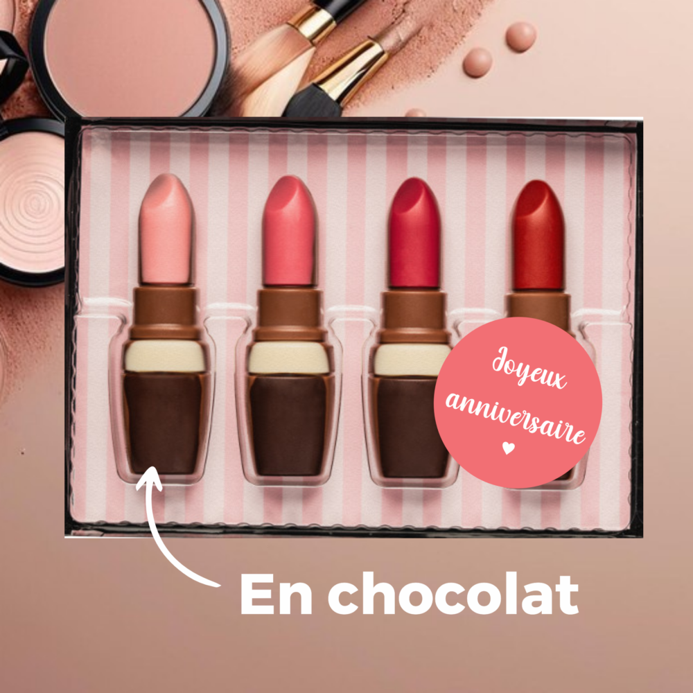 Coffret chocolat rouge à lèvre