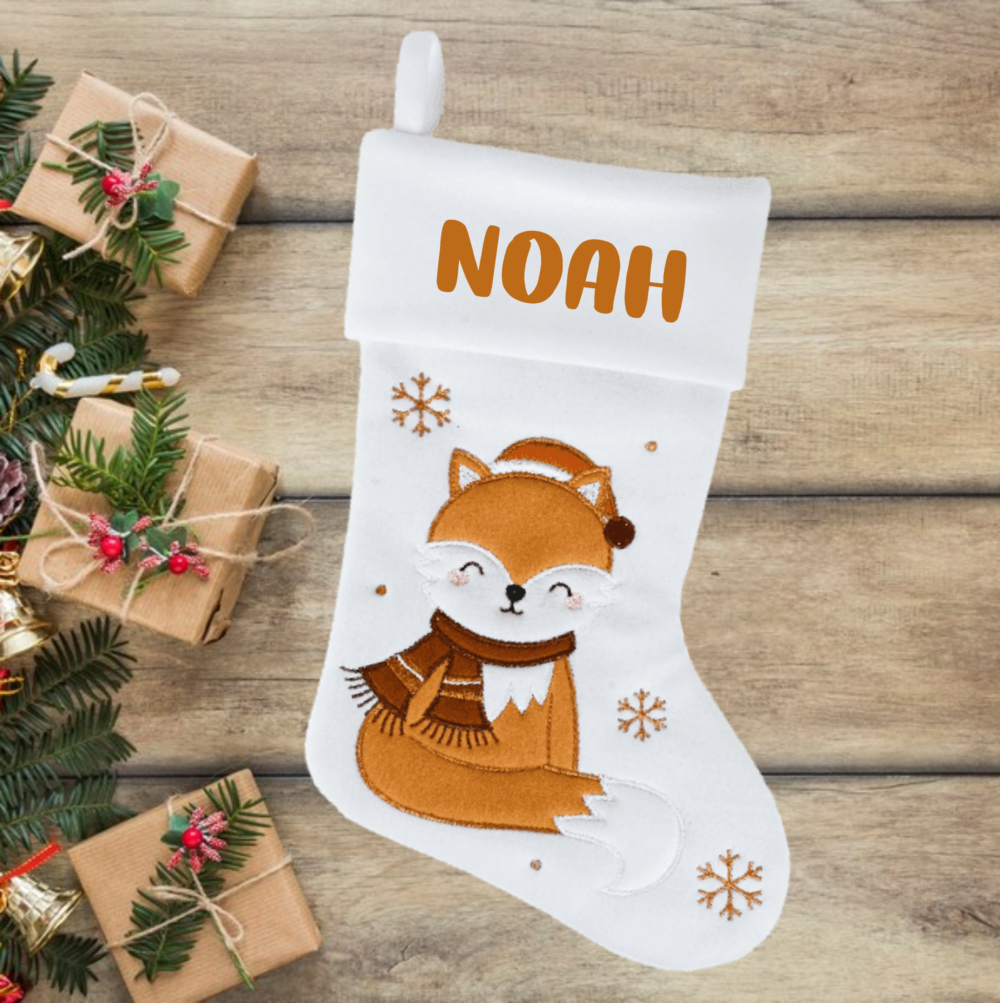 Chaussette de noël renard personnalisée