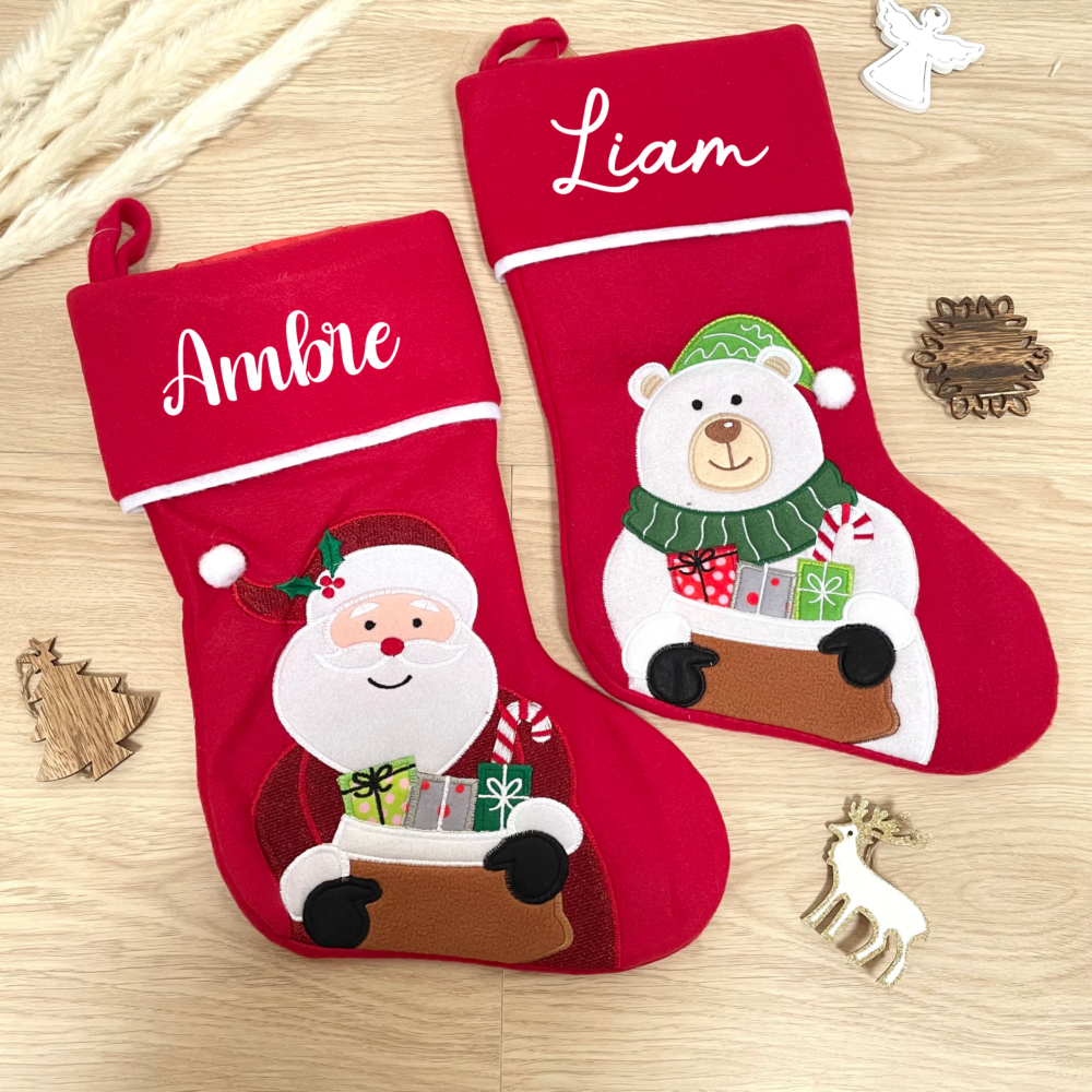 Chaussettes de noël rouge personnalisée