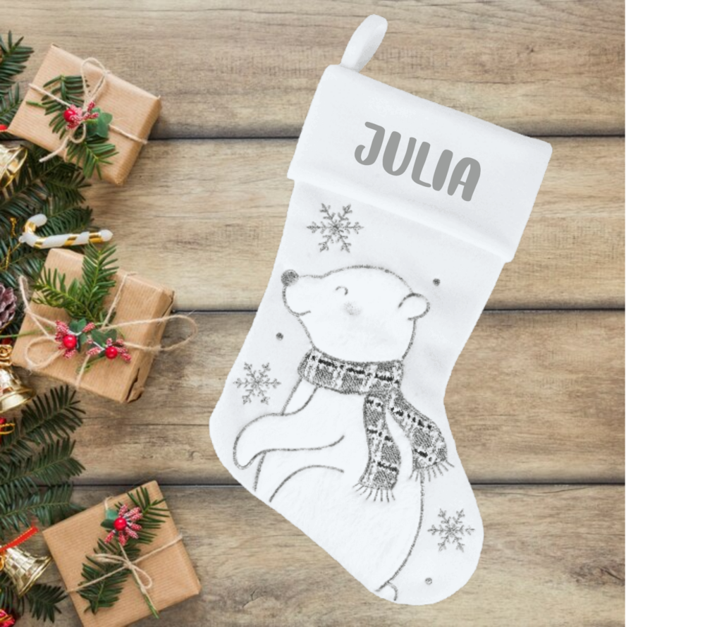 Chaussette de noël Ours polaire personnalisée