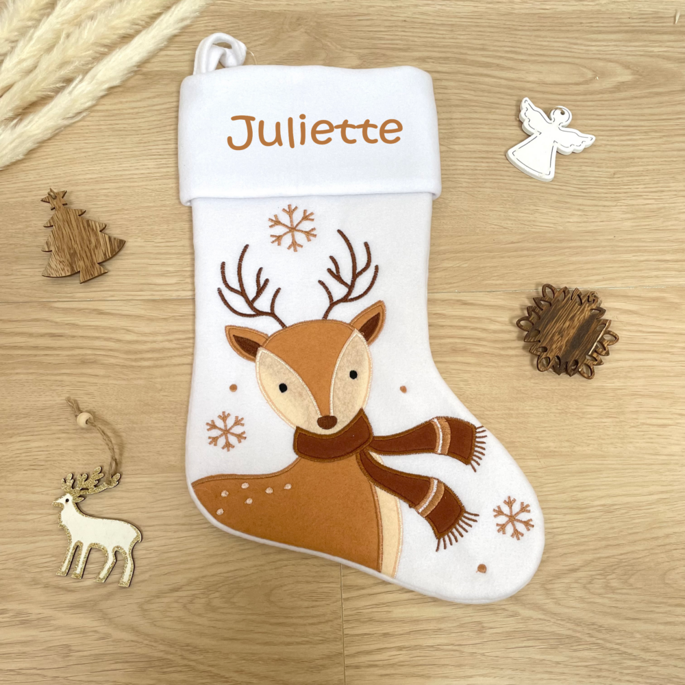 Chaussette de noël renne personnalisée