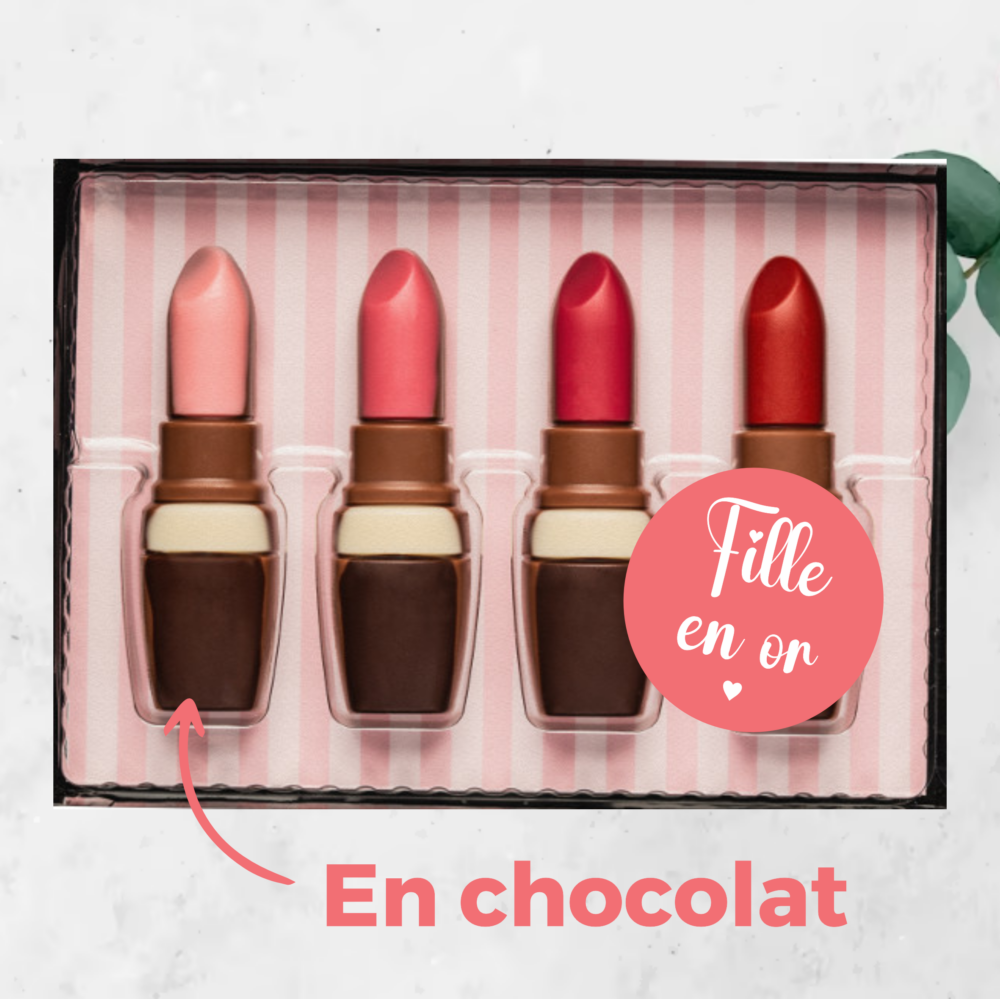 Coffret chocolat rouge à lèvre