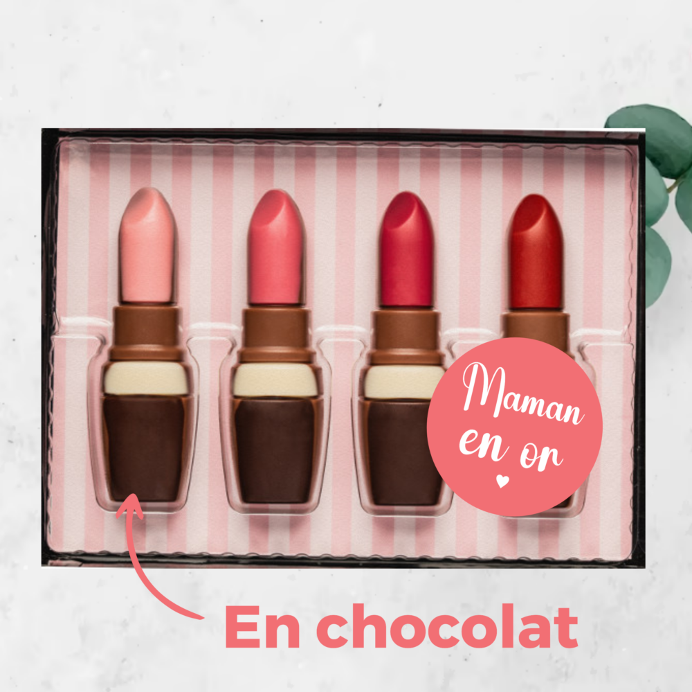 Coffret chocolat rouge à lèvre