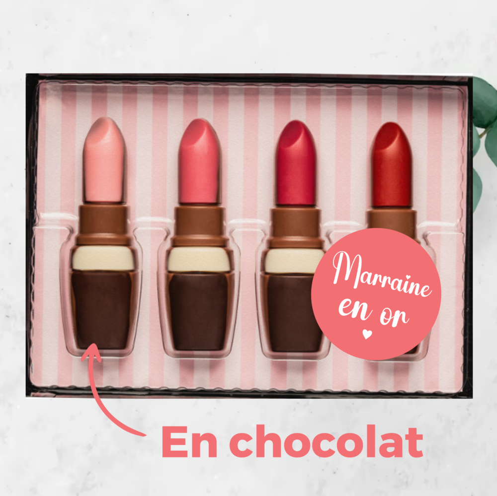 Coffret chocolat rouge à lèvre