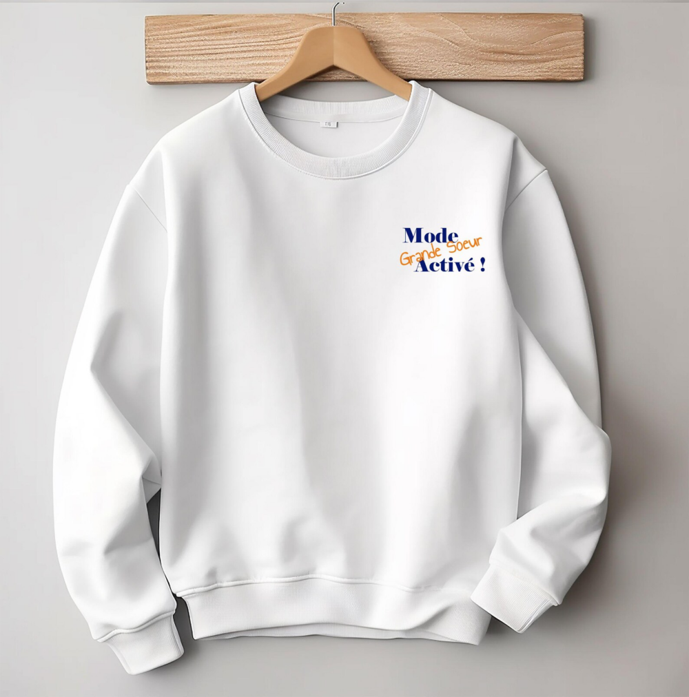 mode grand soeur activé sweat blanc