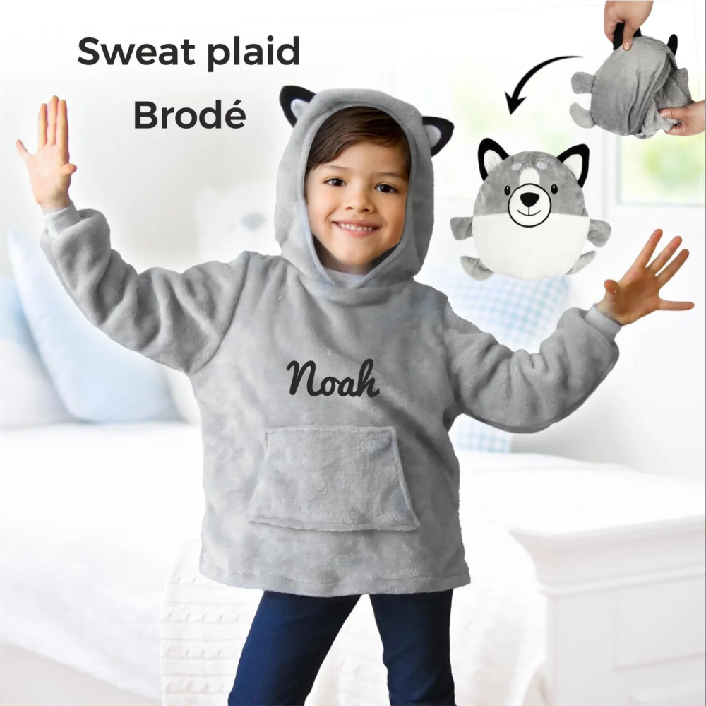 Sweat Plaid enfant loup