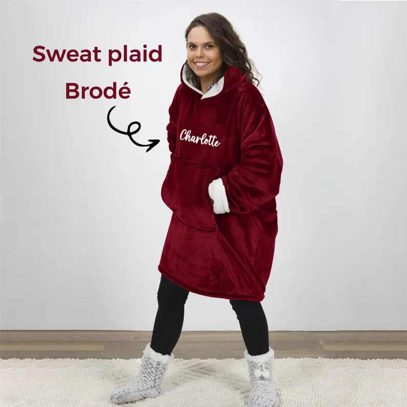 Sweat plaid avec broderie