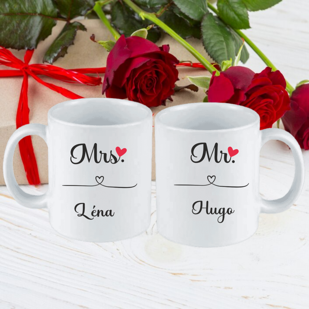 Mug Saint valentin Mrs ou Mr Personnalisé