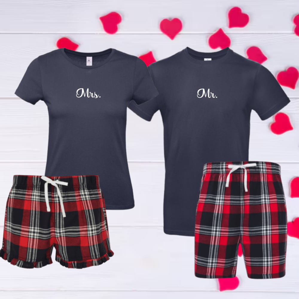 Pyjama st valentin couple M mme short navy