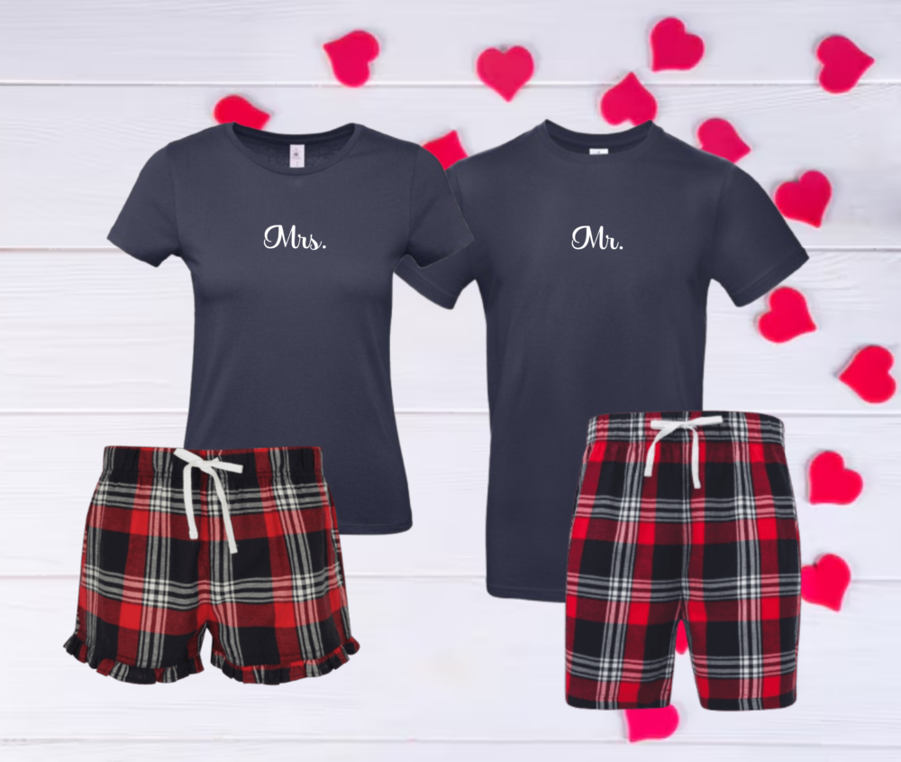 Pyjama st valentin couple M mme short navy