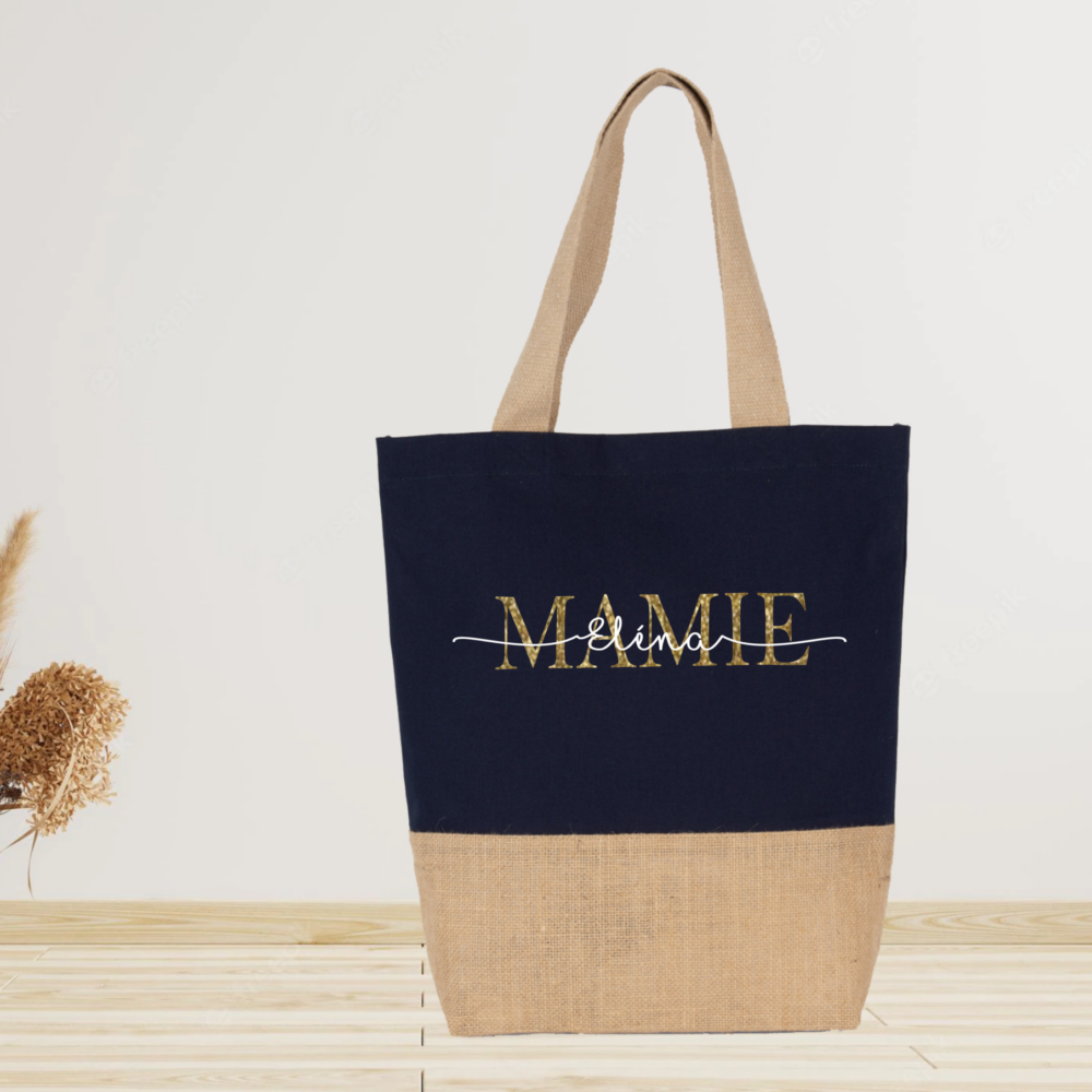 Sac tote bag personnalisé mamie