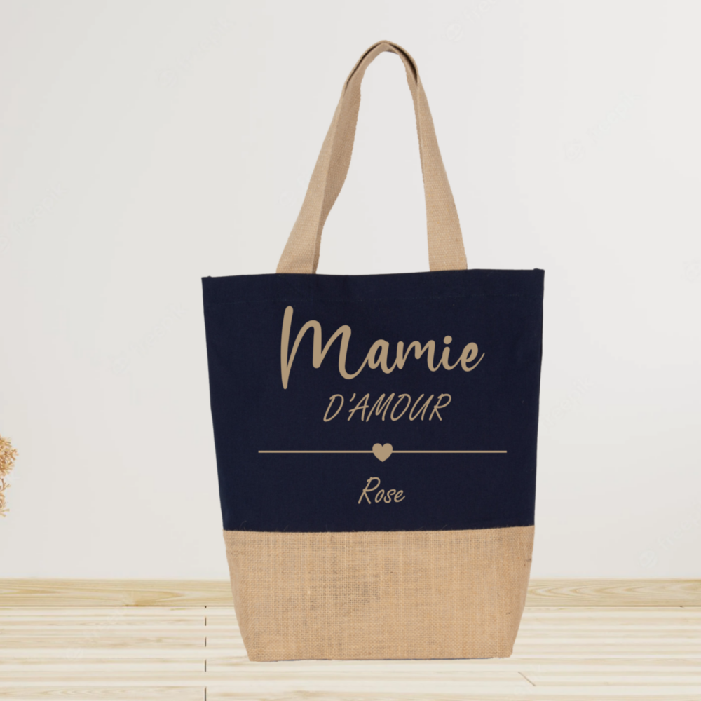 Sac tote bag personnalisé mamie d'amour