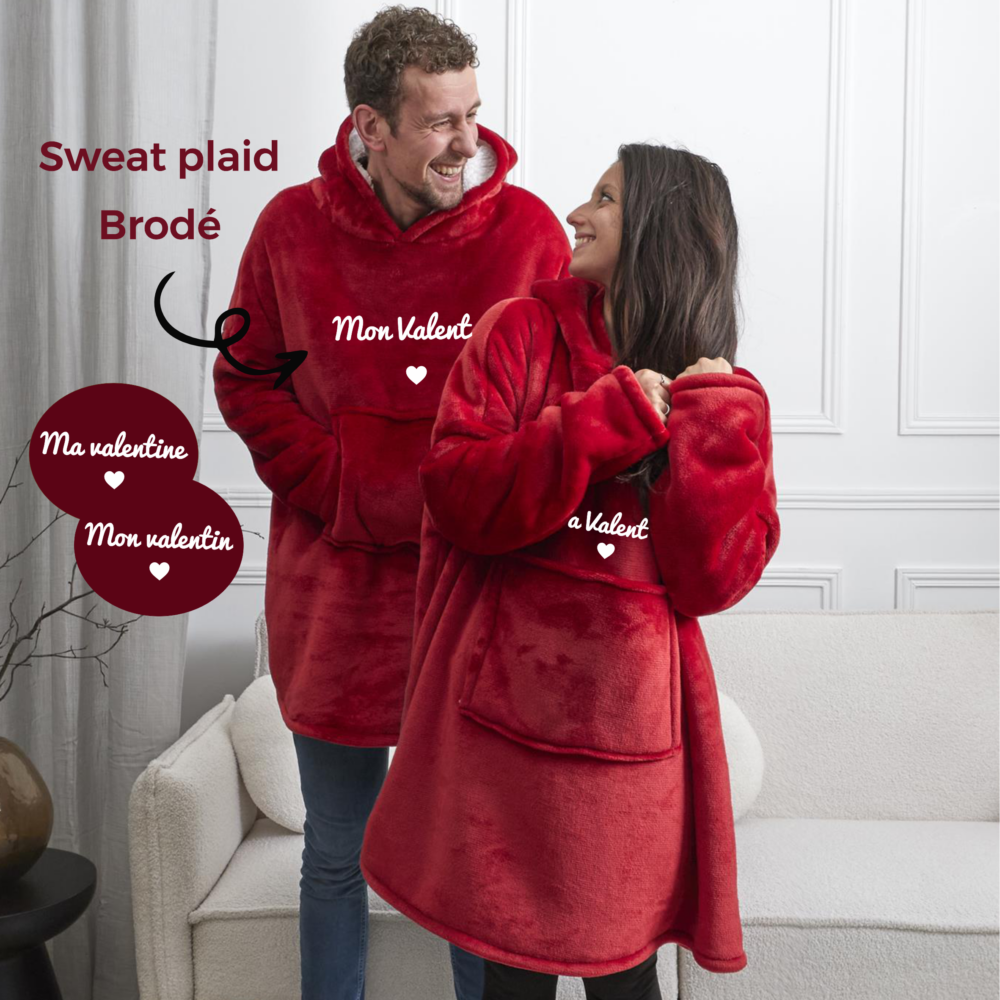 sweat plaid saint valentin bordeau ma valentine