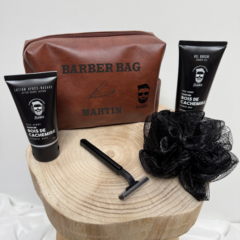 Coffret soin homme personnalisé barber bag