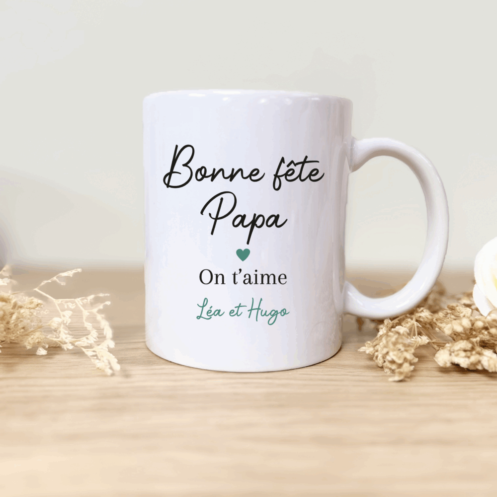 Mug bonne fête papa, cadeau fête des pères, idée tasse personnalisé