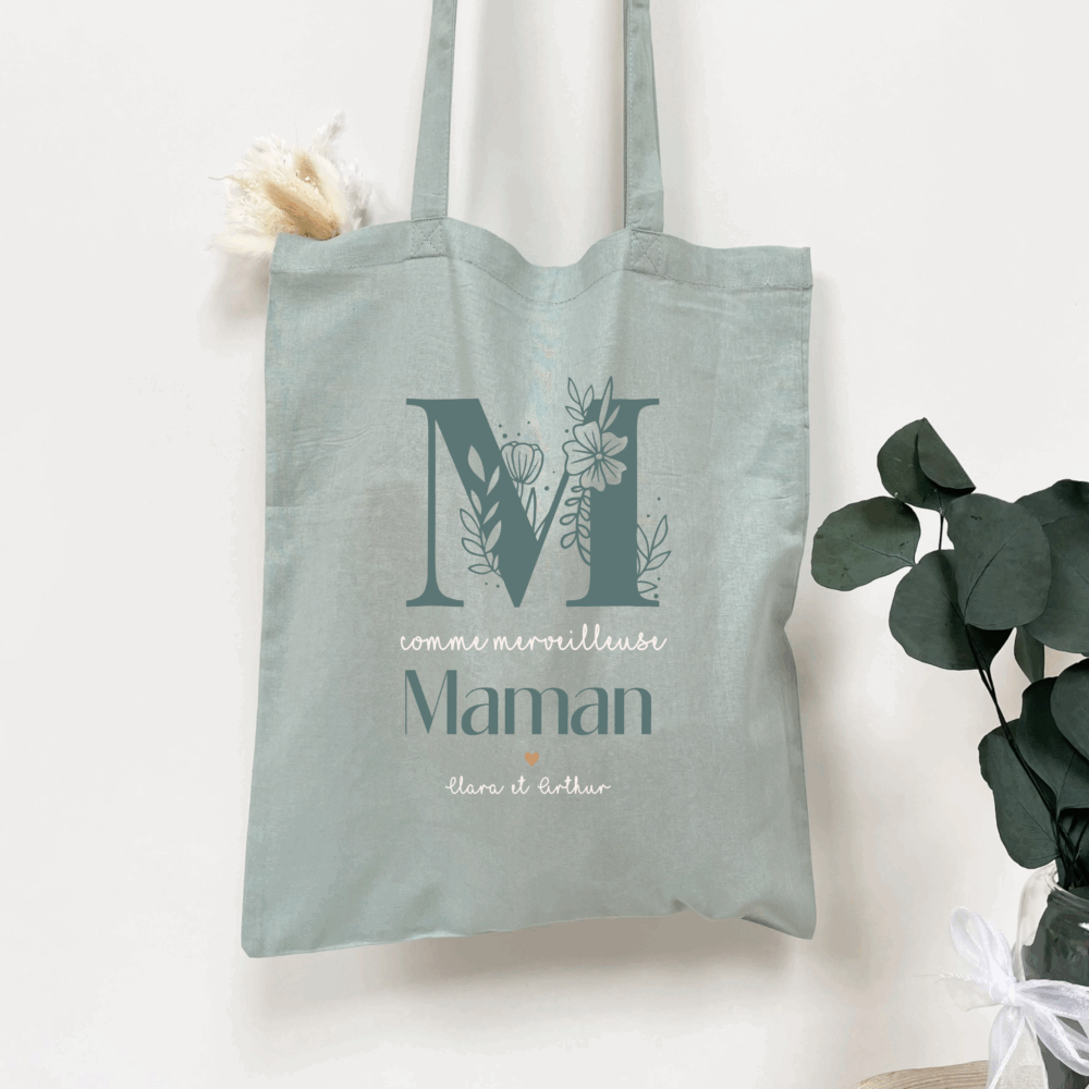 Cadeau fête des mères, sac personnalisé