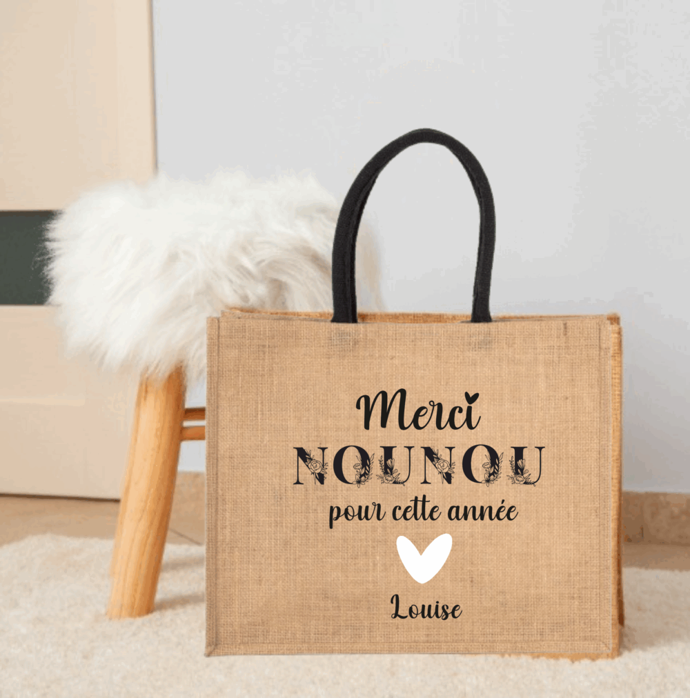 sac nounou personnalisé, cadeau fin d'année, idée cadeau nounou