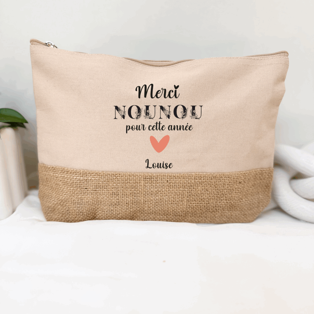 idée cadeau nounou, cadeau de fin d'année, pochette personnalisé