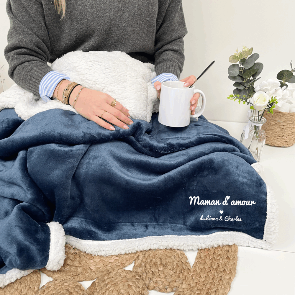 plaid personnalisé maman, cadeau anniversaire, idée cadeau personnalisé