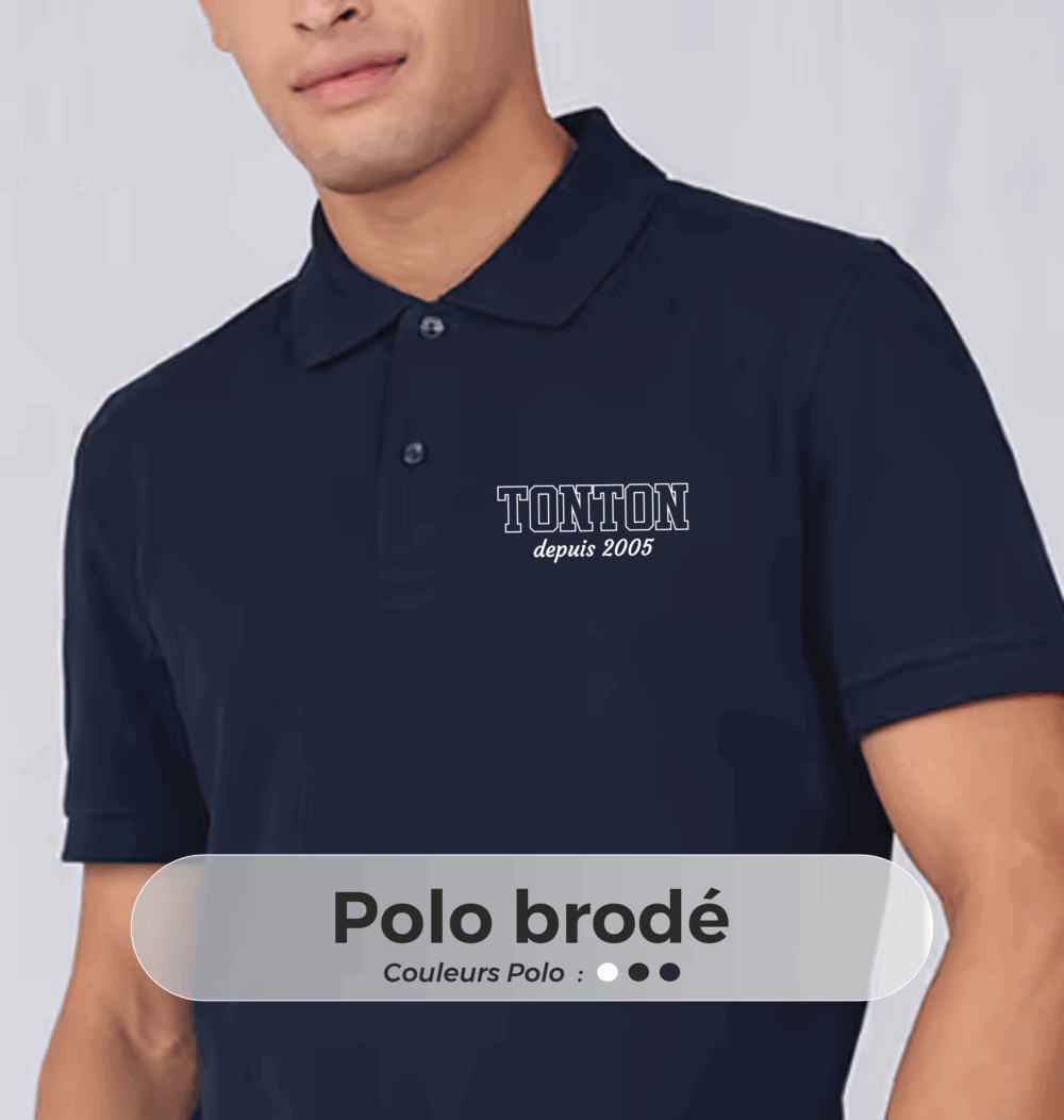 polo brodé tonton depuis navy