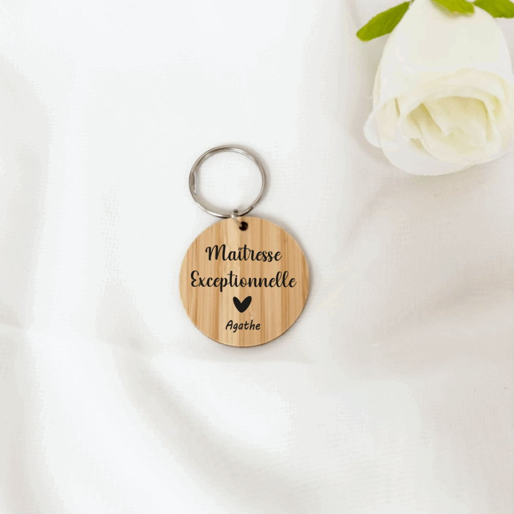 porte clés cadeau maîtresse, idée personnalisé fin d'année, remerciement cadeau